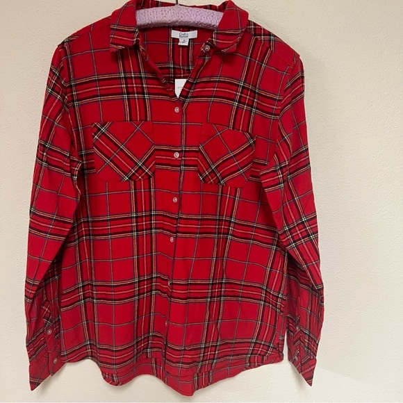 NWT Croft & Barrow Red Plaid Button-Up Shirt M - Picture 3 of 8